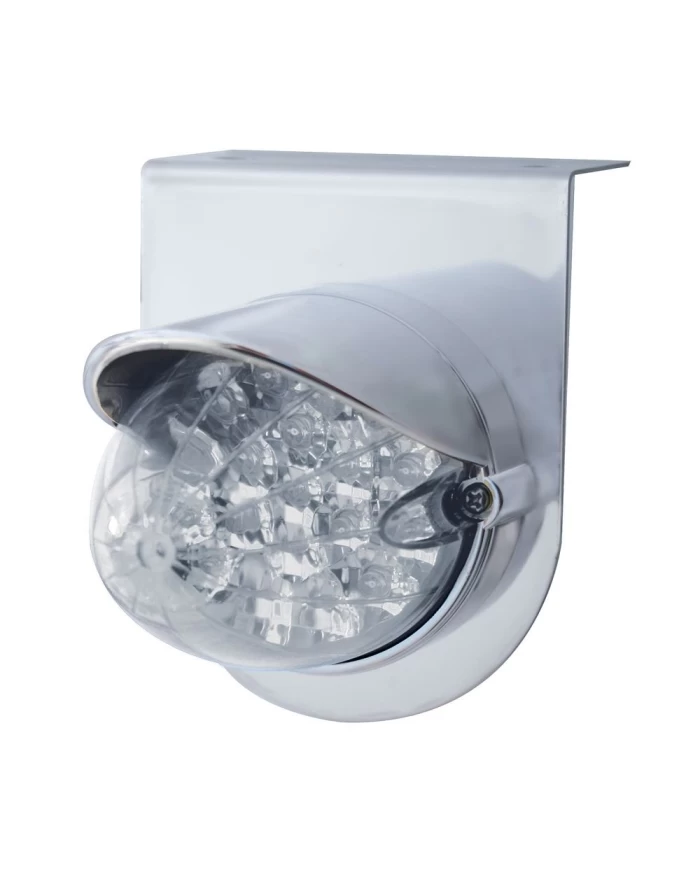 (BULK) S.S. LIGHT BRACKET W/ ONE 19 AMBER LED REFLECTOR MARKER LIGHT WITH VISOR - CLEAR LENS