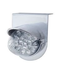 (BULK) S.S. LIGHT BRACKET W/ ONE 19 AMBER LED REFLECTOR MARKER LIGHT WITH VISOR - CLEAR LENS