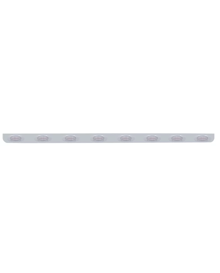 (BULK) STAINLESS STEEL 79.5" X 3.5" BUMPER LIGHT BRACKET WITH EIGHT 16 AMBER LED "PHANTOM I" LIGHT - CLEAR LENS