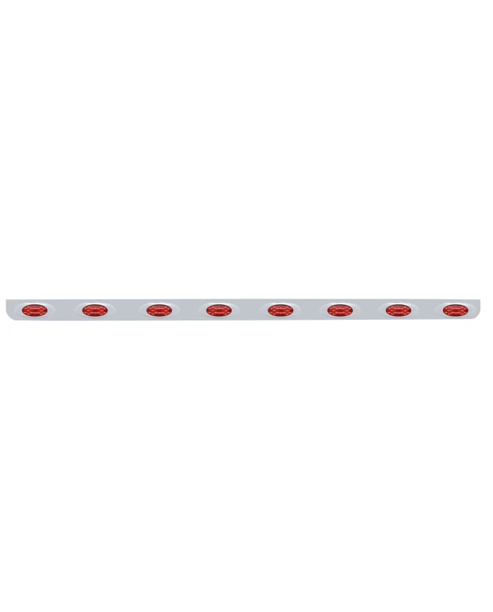 (BULK) STAINLESS STEEL 79.5" X 3.5" BUMPER LIGHT BRACKET WITH EIGHT 16 RED LED "PHANTOM I" LIGHT - RED LENS