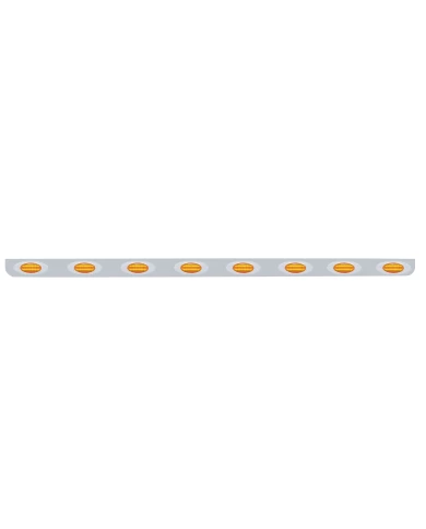 (BULK) STAINLESS STEEL 79.5" X 3.5" BUMPER LIGHT BRACKET WITH EIGHT 12 AMBER LED "PHANTOM I" LIGHT - AMBER LENS (BULK) STAINLESS STEEL 79.5" X 3.5" BUMPER LIGHT BRACKET WITH EIGHT 12 AMBER LED "PHANTOM I" LIGHT - AMBER LENS