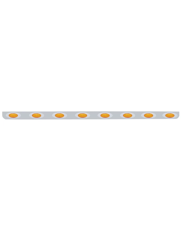 (BULK) STAINLESS STEEL 79.5" X 3.5" BUMPER LIGHT BRACKET WITH EIGHT 12 AMBER LED "PHANTOM I" LIGHT - AMBER LENS