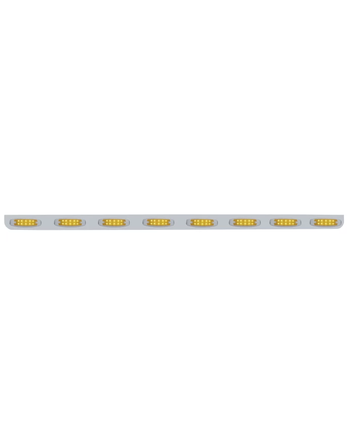 (BULK) STAINLESS STEEL 79.5" X 3.5" BUMPER LIGHT BRACKET WITH EIGHT 10 AMBER LED REFLECTOR LIGHT - AMBER LENS (BULK) STAINLESS STEEL 79.5" X 3.5" BUMPER LIGHT BRACKET WITH EIGHT 10 AMBER LED REFLECTOR LIGHT - AMBER LENS