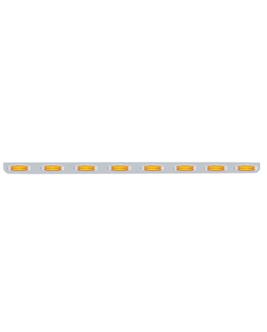 (BULK) STAINLESS STEEL 79.5" X 3.5" BUMPER LIGHT BRACKET WITH EIGHT 12 AMBER LED RECTANGULAR LIGHT - AMBER LENS (BULK) STAINLESS STEEL 79.5" X 3.5" BUMPER LIGHT BRACKET WITH EIGHT 12 AMBER LED RECTANGULAR LIGHT - AMBER LENS