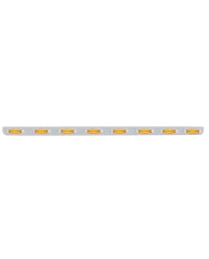 (BULK) STAINLESS STEEL 79.5" X 3.5" BUMPER LIGHT BRACKET WITH EIGHT 12 AMBER LED RECTANGULAR LIGHT - AMBER LENS