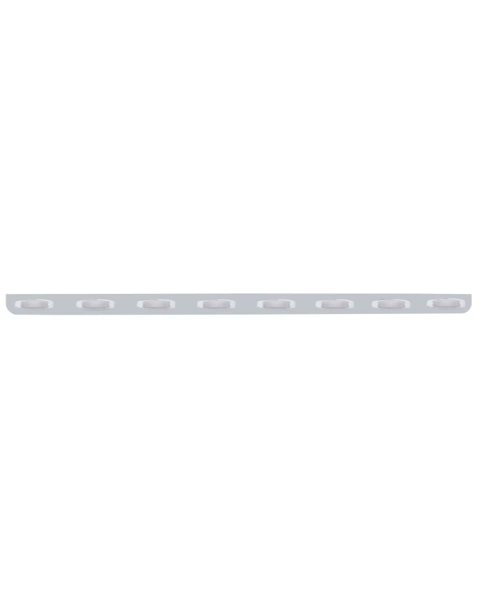 (BULK) STAINLESS STEEL 79.5" X 3.5" BUMPER LIGHT BRACKET WITH EIGHT 12 AMBER LED RECTANGULAR LIGHT - CLEAR LENS