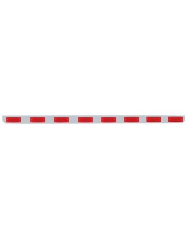 (BULK) STAINLESS STEEL 79.5" X 3.5" BUMPER LIGHT BRACKET WITH EIGHT 21 RED LED RECTANGULAR LIGHT - RED LENS (BULK) STAINLESS STEEL 79.5" X 3.5" BUMPER LIGHT BRACKET WITH EIGHT 21 RED LED RECTANGULAR LIGHT - RED LENS