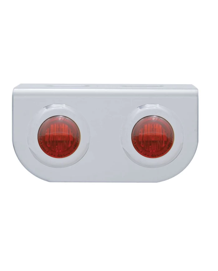 (BULK) S.S. LIGHT BRACKET W/ TWO 3 RED LED DUAL FUNCTION MINI AUXILIARY LIGHT W/ S.S. BEZEL - RED LENS
