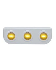 (BULK) S.S. LIGHT BRACKET W/ THREE 3 AMBER LED DUAL FUNCTION MINI AUXILIARY LIGHT W/ S.S. BEZEL - AMBER LENS