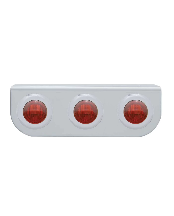 (BULK) S.S. LIGHT BRACKET W/ THREE 3 RED LED DUAL FUNCTION MINI AUXILIARY LIGHT W/ S.S. BEZEL - RED LENS