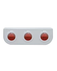 (BULK) S.S. LIGHT BRACKET W/ THREE 3 RED LED DUAL FUNCTION MINI AUXILIARY LIGHT W/ S.S. BEZEL - RED LENS