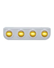 (BULK) S.S. LIGHT BRACKET W/ FOUR 3 AMBER LED DUAL FUNCTION MINI AUXILIARY LIGHT W/ S.S. BEZEL - AMBER LENS