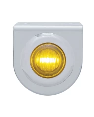 (BULK) STAINLESS STEEL LIGHT BRACKET W/ ONE 3 AMBER LED MINI LIGHT W/ STAINLESS STEEL BEZEL - AMBER LENS