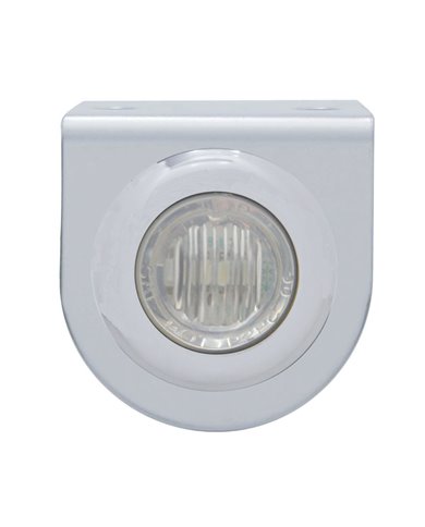(BULK) STAINLESS STEEL LIGHT BRACKET W/ ONE 3 AMBER LED MINI LIGHT W/ STAINLESS STEEL BEZEL - CLEAR LENS (BULK) STAINLESS STEEL LIGHT BRACKET W/ ONE 3 AMBER LED MINI LIGHT W/ STAINLESS STEEL BEZEL - CLEAR LENS