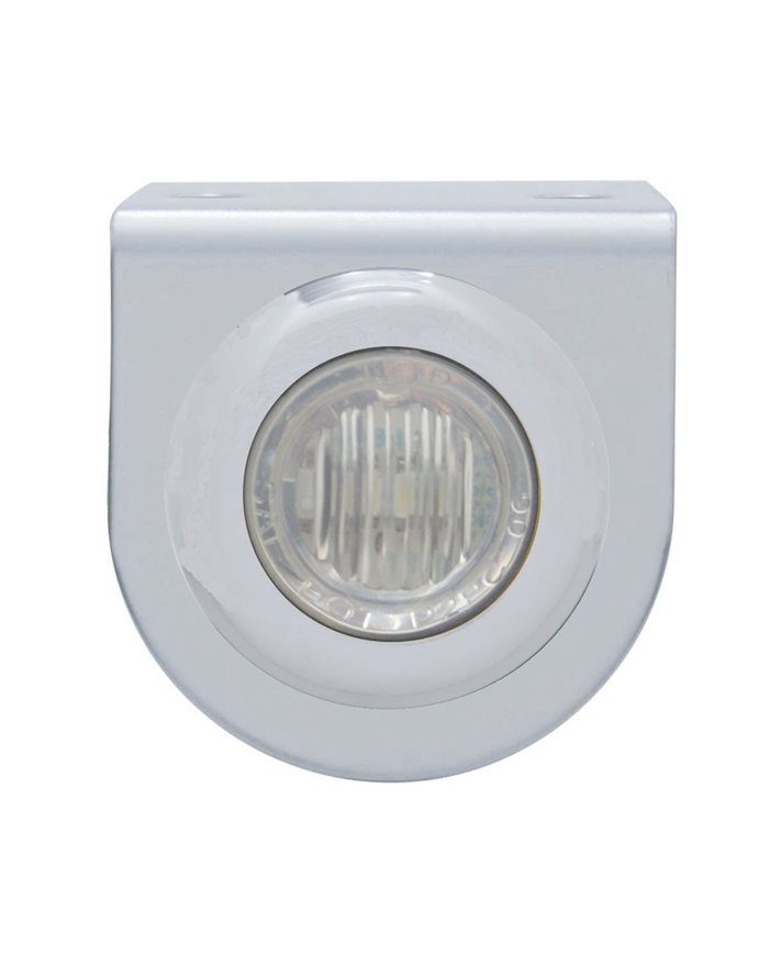 (BULK) STAINLESS STEEL LIGHT BRACKET W/ ONE 3 AMBER LED MINI LIGHT W/ STAINLESS STEEL BEZEL - CLEAR LENS
