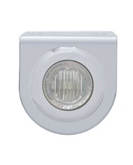 (BULK) STAINLESS STEEL LIGHT BRACKET W/ ONE 3 AMBER LED MINI LIGHT W/ STAINLESS STEEL BEZEL - CLEAR LENS