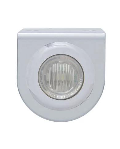 (BULK) STAINLESS STEEL LIGHT BRACKET W/ ONE 3 RED LED MINI LIGHT W/ STAINLESS STEEL BEZEL - CLEAR LENS (BULK) STAINLESS STEEL LIGHT BRACKET W/ ONE 3 RED LED MINI LIGHT W/ STAINLESS STEEL BEZEL - CLEAR LENS
