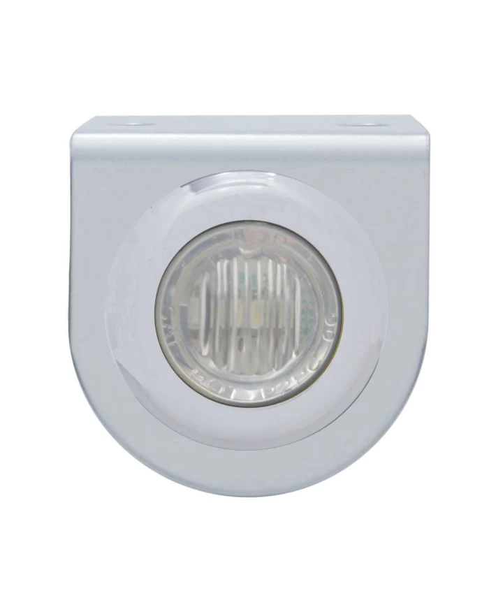 (BULK) STAINLESS STEEL LIGHT BRACKET W/ ONE 3 RED LED MINI LIGHT W/ STAINLESS STEEL BEZEL - CLEAR LENS