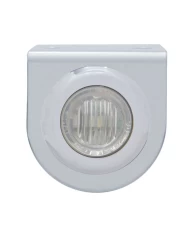 (BULK) STAINLESS STEEL LIGHT BRACKET W/ ONE 3 RED LED MINI LIGHT W/ STAINLESS STEEL BEZEL - CLEAR LENS