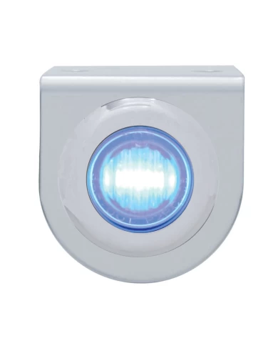 (BULK) STAINLESS STEEL LIGHT BRACKET W/ ONE 3 BLUE LED MINI LIGHT W/ STAINLESS STEEL BEZEL - CLEAR LENS (BULK) STAINLESS STEEL LIGHT BRACKET W/ ONE 3 BLUE LED MINI LIGHT W/ STAINLESS STEEL BEZEL - CLEAR LENS