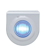 (BULK) STAINLESS STEEL LIGHT BRACKET W/ ONE 3 BLUE LED MINI LIGHT W/ STAINLESS STEEL BEZEL - CLEAR LENS