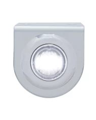 (BULK) STAINLESS STEEL LIGHT BRACKET W/ ONE 3 WHITE LED MINI LIGHT W/ STAINLESS STEEL BEZEL - CLEAR LENS