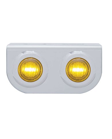 (BULK) STAINLESS STEEL LIGHT BRACKET W/ TWO 3 AMBER LED MINI LIGHT W/ STAINLESS STEEL BEZEL - AMBER LENS (BULK) STAINLESS STEEL LIGHT BRACKET W/ TWO 3 AMBER LED MINI LIGHT W/ STAINLESS STEEL BEZEL - AMBER LENS