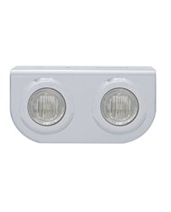 (BULK) STAINLESS STEEL LIGHT BRACKET W/ TWO 3 RED LED MINI LIGHT W/ STAINLESS STEEL BEZEL - CLEAR LENS