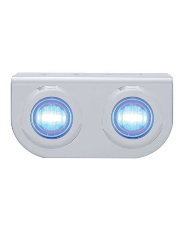 (BULK) STAINLESS STEEL LIGHT BRACKET W/ TWO 3 BLUE LED MINI LIGHT W/ STAINLESS STEEL BEZEL - CLEAR LENS (BULK) STAINLESS STEEL LIGHT BRACKET W/ TWO 3 BLUE LED MINI LIGHT W/ STAINLESS STEEL BEZEL - CLEAR LENS