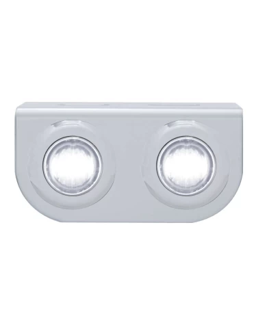 (BULK) STAINLESS STEEL LIGHT BRACKET W/ TWO 3 WHITE LED MINI LIGHT W/ STAINLESS STEEL BEZEL - CLEAR LENS (BULK) STAINLESS STEEL LIGHT BRACKET W/ TWO 3 WHITE LED MINI LIGHT W/ STAINLESS STEEL BEZEL - CLEAR LENS