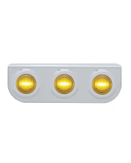 (BULK) STAINLESS STEEL LIGHT BRACKET W/ THREE 3 AMBER LED MINI LIGHT W/ STAINLESS STEEL BEZEL - AMBER LENS