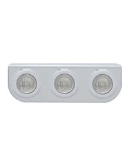 (BULK) STAINLESS STEEL LIGHT BRACKET W/ THREE 3 AMBER LED MINI LIGHT W/ STAINLESS STEEL BEZEL - CLEAR LENS