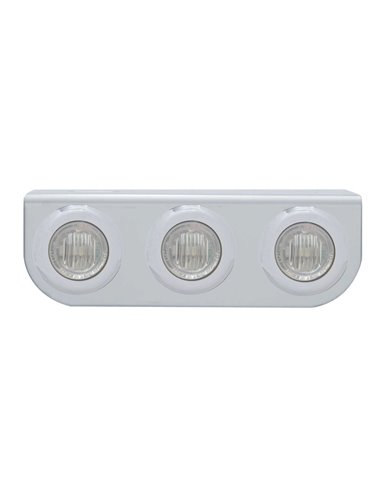(BULK) STAINLESS STEEL LIGHT BRACKET W/ THREE 3 RED LED MINI LIGHT W/ STAINLESS STEEL BEZEL - CLEAR LENS (BULK) STAINLESS STEEL LIGHT BRACKET W/ THREE 3 RED LED MINI LIGHT W/ STAINLESS STEEL BEZEL - CLEAR LENS