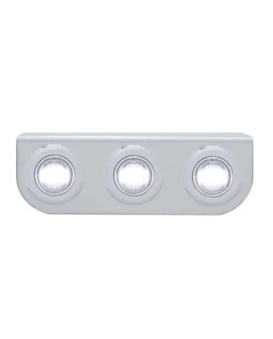 (BULK) STAINLESS STEEL LIGHT BRACKET W/ THREE 3 WHITE LED MINI LIGHT W/ STAINLESS STEEL BEZEL - CLEAR LENS (BULK) STAINLESS STEEL LIGHT BRACKET W/ THREE 3 WHITE LED MINI LIGHT W/ STAINLESS STEEL BEZEL - CLEAR LENS