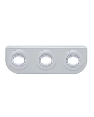 (BULK) STAINLESS STEEL LIGHT BRACKET W/ THREE 3 WHITE LED MINI LIGHT W/ STAINLESS STEEL BEZEL - CLEAR LENS