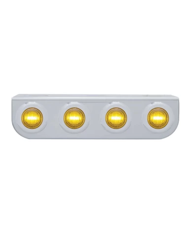 (BULK) STAINLESS STEEL LIGHT BRACKET W/ FOUR 3 AMBER LED MINI LIGHT W/ STAINLESS STEEL BEZEL - AMBER LENS (BULK) STAINLESS STEEL LIGHT BRACKET W/ FOUR 3 AMBER LED MINI LIGHT W/ STAINLESS STEEL BEZEL - AMBER LENS
