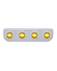(BULK) STAINLESS STEEL LIGHT BRACKET W/ FOUR 3 AMBER LED MINI LIGHT W/ STAINLESS STEEL BEZEL - AMBER LENS