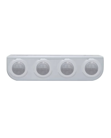 (BULK) STAINLESS STEEL LIGHT BRACKET W/ FOUR 3 AMBER LED MINI LIGHT W/ STAINLESS STEEL BEZEL - CLEAR LENS (BULK) STAINLESS STEEL LIGHT BRACKET W/ FOUR 3 AMBER LED MINI LIGHT W/ STAINLESS STEEL BEZEL - CLEAR LENS
