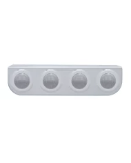 (BULK) STAINLESS STEEL LIGHT BRACKET W/ FOUR 3 AMBER LED MINI LIGHT W/ STAINLESS STEEL BEZEL - CLEAR LENS