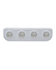(BULK) STAINLESS STEEL LIGHT BRACKET W/ FOUR 3 RED LED MINI LIGHT W/ STAINLESS STEEL BEZEL - CLEAR LENS