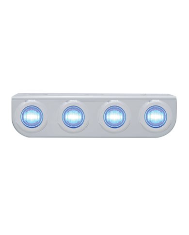(BULK) STAINLESS STEEL LIGHT BRACKET W/ FOUR 3 BLUE LED MINI LIGHT W/ STAINLESS STEEL BEZEL - CLEAR LENS (BULK) STAINLESS STEEL LIGHT BRACKET W/ FOUR 3 BLUE LED MINI LIGHT W/ STAINLESS STEEL BEZEL - CLEAR LENS