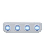 (BULK) STAINLESS STEEL LIGHT BRACKET W/ FOUR 3 BLUE LED MINI LIGHT W/ STAINLESS STEEL BEZEL - CLEAR LENS