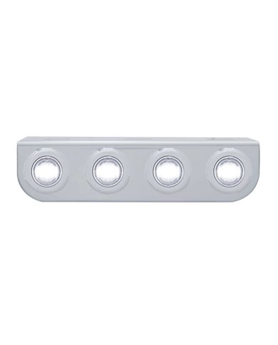 (BULK) STAINLESS STEEL LIGHT BRACKET W/ FOUR 3 WHITE LED MINI LIGHT W/ STAINLESS STEEL BEZEL - CLEAR LENS (BULK) STAINLESS STEEL LIGHT BRACKET W/ FOUR 3 WHITE LED MINI LIGHT W/ STAINLESS STEEL BEZEL - CLEAR LENS