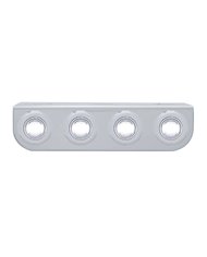 (BULK) STAINLESS STEEL LIGHT BRACKET W/ FOUR 3 WHITE LED MINI LIGHT W/ STAINLESS STEEL BEZEL - CLEAR LENS