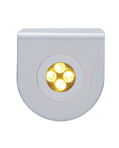 (BULK) STAINLESS STEEL LIGHT BRACKET W/ ONE 4 AMBER LED MINI LIGHT W/ STAINLESS STEEL BEZEL (BULK) STAINLESS STEEL LIGHT BRACKET W/ ONE 4 AMBER LED MINI LIGHT W/ STAINLESS STEEL BEZEL