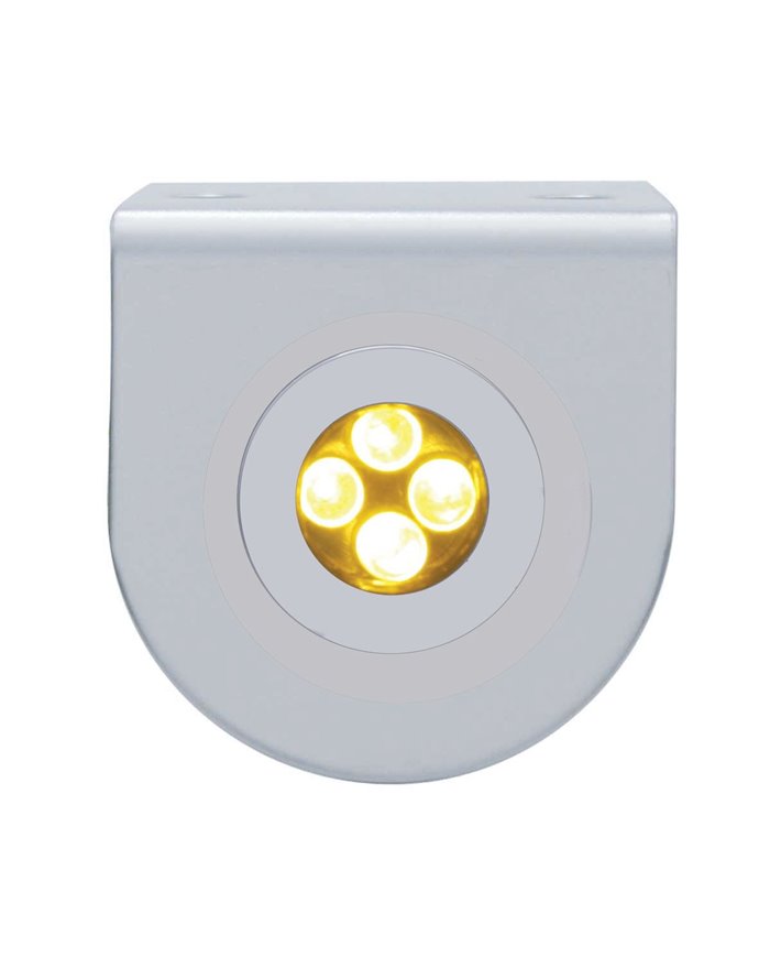 (BULK) STAINLESS STEEL LIGHT BRACKET W/ ONE 4 AMBER LED MINI LIGHT W/ STAINLESS STEEL BEZEL