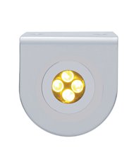 (BULK) STAINLESS STEEL LIGHT BRACKET W/ ONE 4 AMBER LED MINI LIGHT W/ STAINLESS STEEL BEZEL