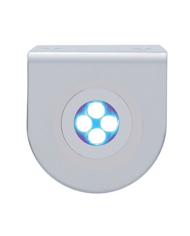 (BULK) STAINLESS STEEL LIGHT BRACKET W/ ONE 4 BLUE LED MINI LIGHT W/ STAINLESS STEEL BEZEL (BULK) STAINLESS STEEL LIGHT BRACKET W/ ONE 4 BLUE LED MINI LIGHT W/ STAINLESS STEEL BEZEL