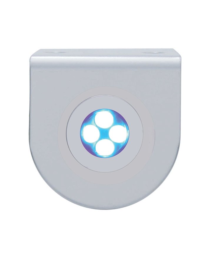 (BULK) STAINLESS STEEL LIGHT BRACKET W/ ONE 4 BLUE LED MINI LIGHT W/ STAINLESS STEEL BEZEL