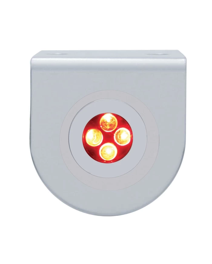 (BULK) STAINLESS STEEL LIGHT BRACKET W/ ONE 4 RED LED MINI LIGHT W/ STAINLESS STEEL BEZEL